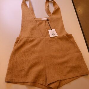 NWT Onia textured romper in tan cloqué fabric